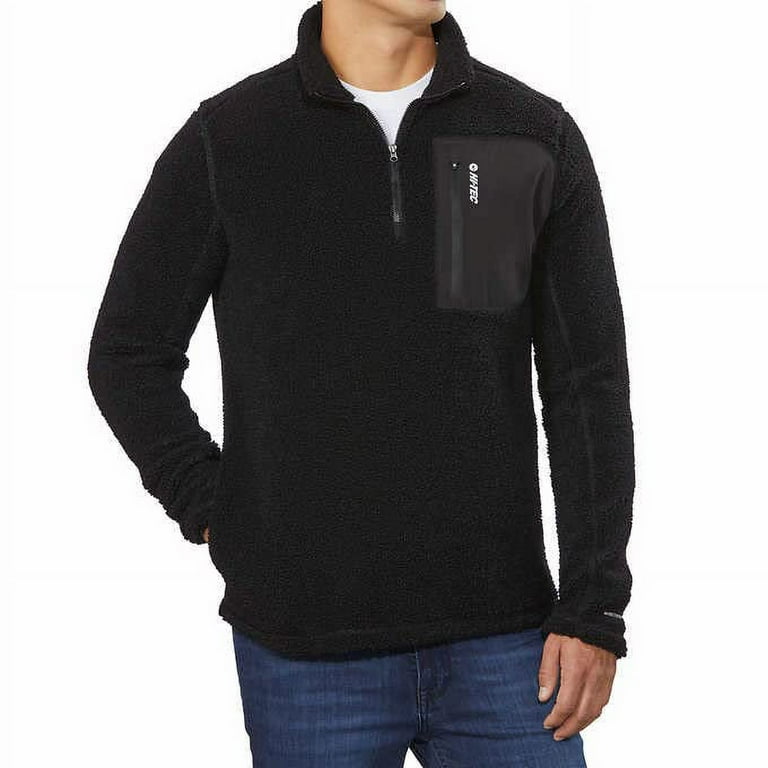 HI-TEC Men's Thermo Fleece ¼ Zip Pullover Sweater, Black, Medium