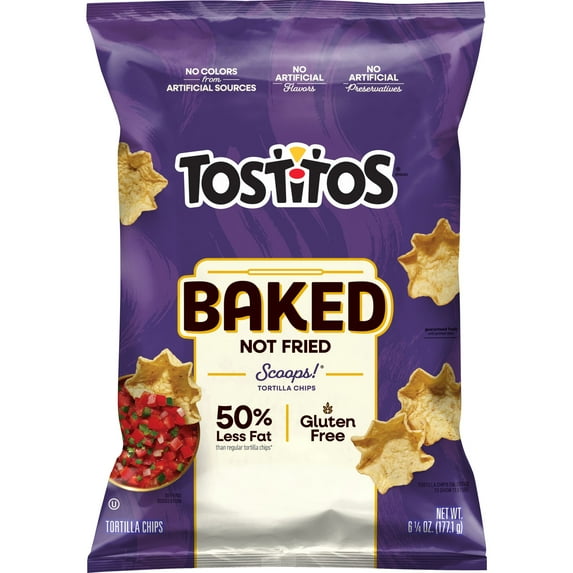 Baked Tostitos Scoops 50% Less Fat Tortilla Chips Bag, 6.25 oz