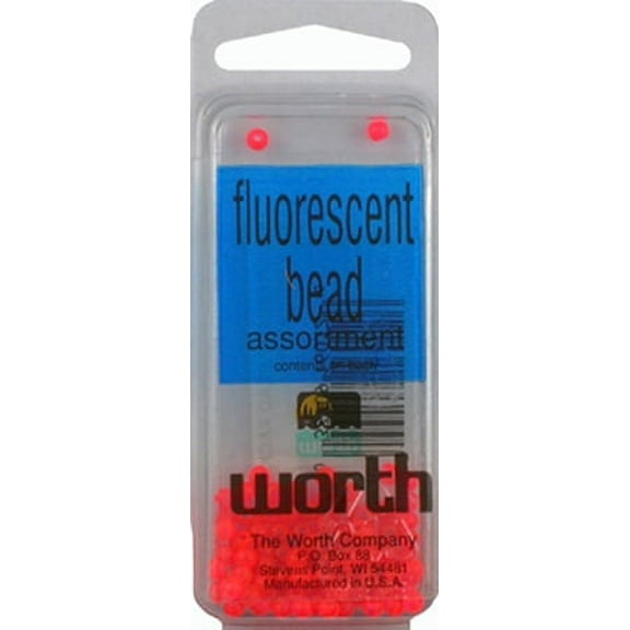 Worth Company Red Fishing Beads Fishing Terminal Tackle, 36 mm, 100-Pack