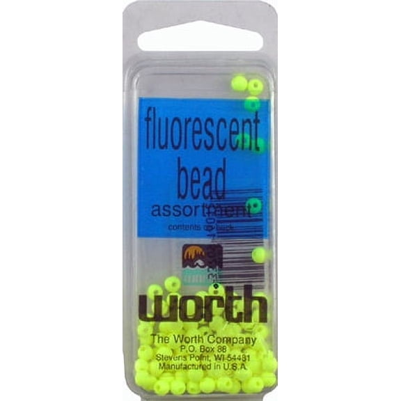 Worth Fluorescent Chartreuse Fishing Beads for Hooks, Flies, and Lures