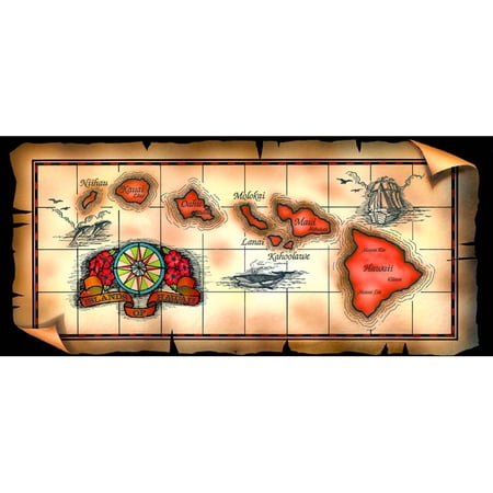 HI Extra Large Souvenir Beach Towel with Map Design