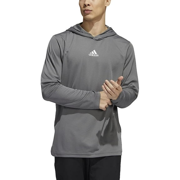 HI5116 Adidas Stadium Heat.Rdy Mens Longsleeve Hoodie Grey/White L