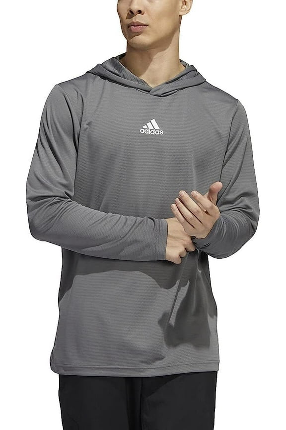 HI5116 Adidas Stadium Heat.Rdy Mens Longsleeve Hoodie Grey/White M