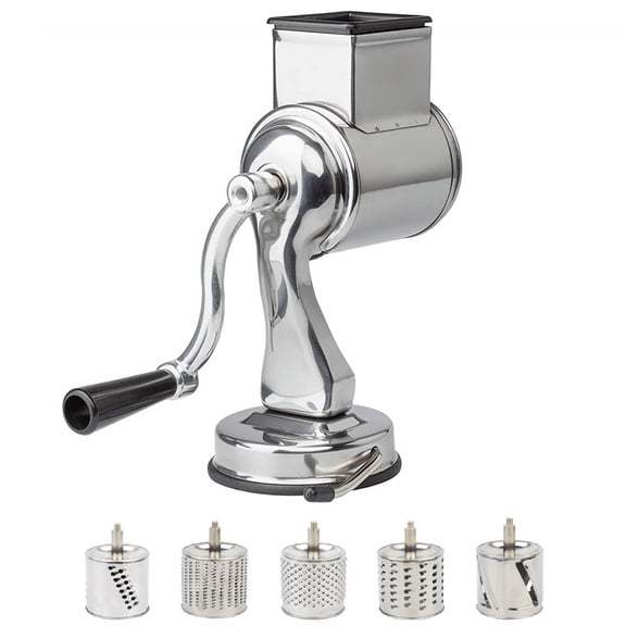 HIABIO Potato Slicer Shredder Grinder Rotary Cheese Grater Stainless Steel Blades Hand Crank Turns Chopper Easy Clean 5 in 1