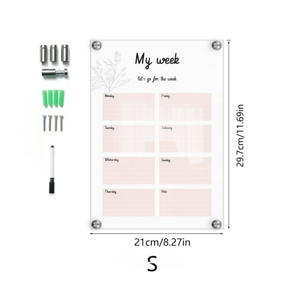 HIABIO Reusable Calendar Whiteboard Weekly Planner Acrylic Dry Erase Calendar Board To Do List Whiteboard for Wall Decorative