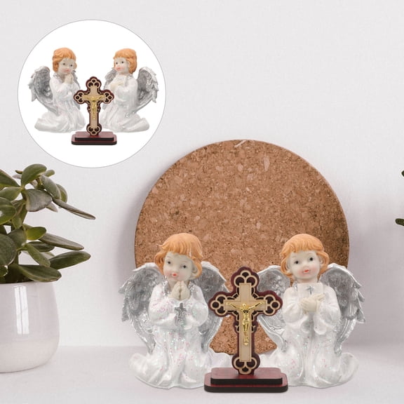 HIAKDOFT 1 Set Resin Cute Statue Angels Figurines for Coffee Table and Home Decoration 4.32X3.54X2.55in