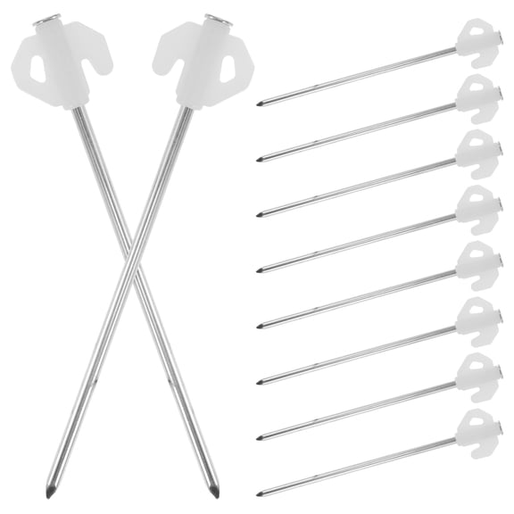 HIAKDOFT 10Pcs Metal Stakes For Ground Heavy Duty Steel Wind Resistance Camping