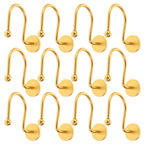 HIAKDOFT 12Pcs Gold Shower Hooks Modern Minimalist Metal for Daily Use Bathroom Shower Rod