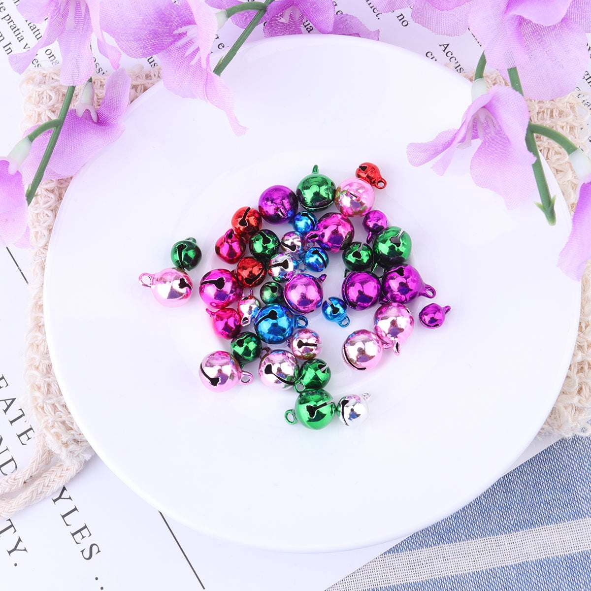 HIAKDOFT 150 Pcs Mixed Color Small Bells Copper Plating for DIY ...