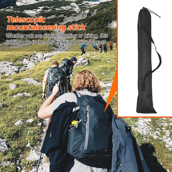 HIAKDOFT 1Pack Portable Foldable Pouch with Adjustable Strap for Walking Stick 76Inch Black