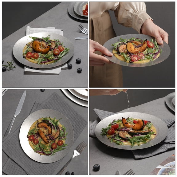 HIAKDOFT 1Pack Stainless Steel Snack Plate in Silver Color for Home Use