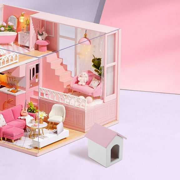 HIAKDOFT 1Pack White Dog House Tiny Houses for Indoor Display Miniature Home Setting