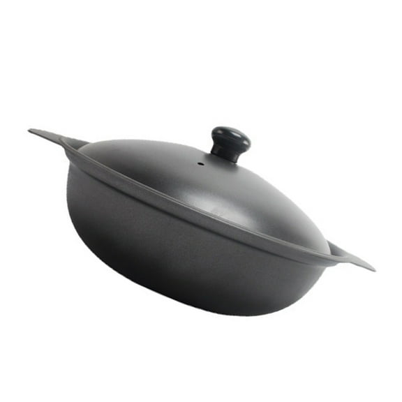 HIAKDOFT 1Pc Cast Iron Casserole with Lid for Stewing and Boiling in Home Kitchenware 11.8*7.9*3.9in