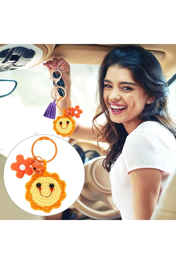 1Pc Sun Shape Orange Wool Key Pendant for Multipurpose Decoration and Daily Use