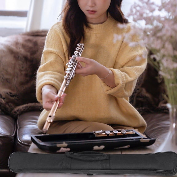 HIAKDOFT 1Pcs Black Flute Bag for Transportation and Music Practice with Portable and Protective Features