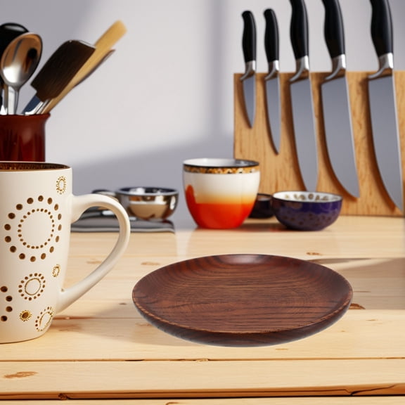 HIAKDOFT 1Pcs Wine Bottle Coaster for Table Coffee Coaster Wooden Round Thick for Home Bar 13.5X13.5X0.6in