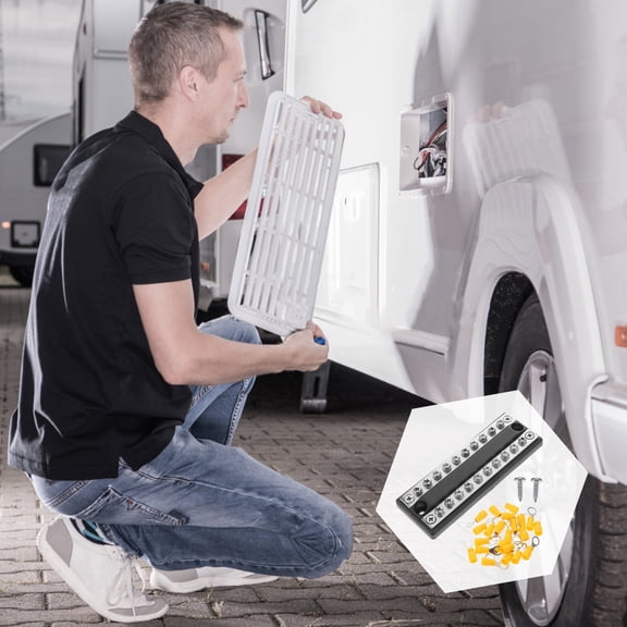 HIAKDOFT 1Set Heavy Duty Battery Terminal Bus Bar for Rvs Boats Yachts with Tinned Copper and Abs Material