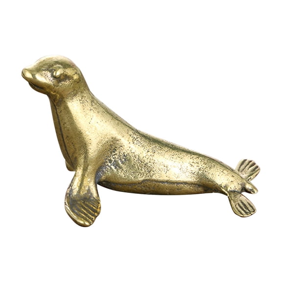 HIAKDOFT 1Set Seal Statue Brass Ornament Retro Style for Friends and Family present