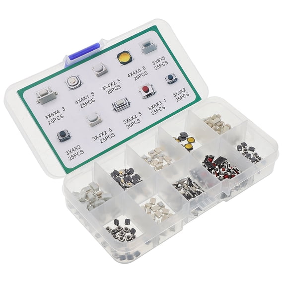 HIAKDOFT 250Pcs Tactile Switch Square Round Shape Automotive Modification On Off Control Mini On Off Switch