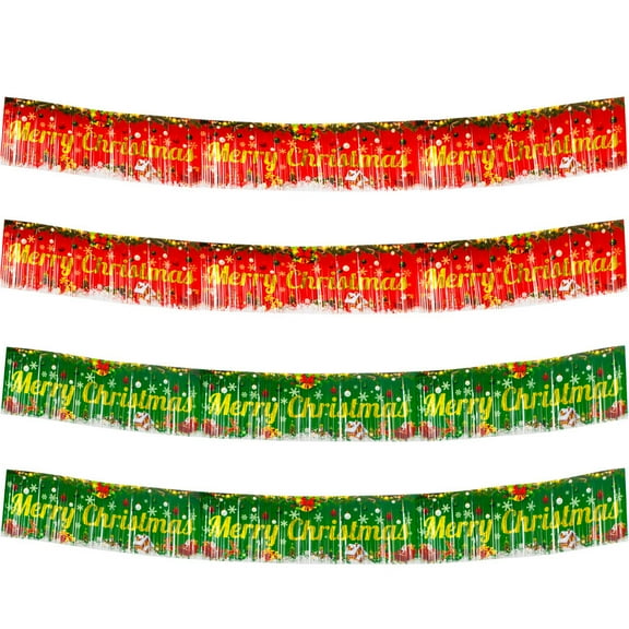 HIAKDOFT 29.5X11.8X0.04In PVC Fringe Rain Banner Red Green For Festival Atmosphere Creation 4Pcs