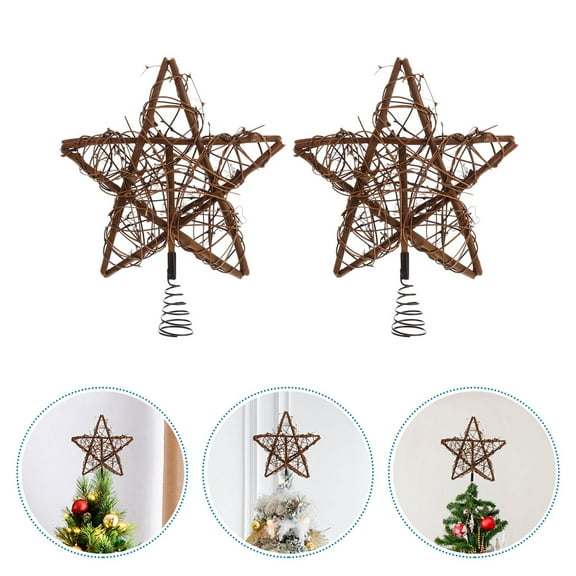 HIAKDOFT Synthetic Material Christmas Tree Topper Brown 2Pack 11.8X9.8X2in