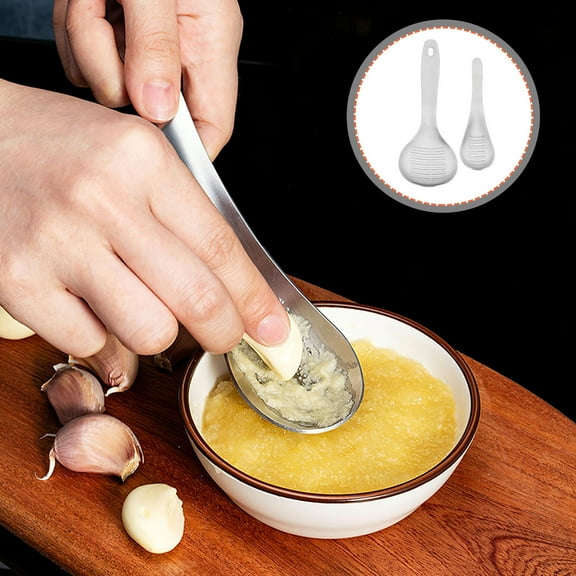 HIAKDOFT 2Pcs Garlic Stainless Steel Kitchen Tools for Crushing and Grinding 11.8x2.8x0.4in