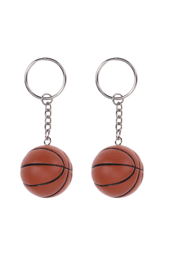 2Pcs Orange Pu Alloy Basketball Keychains for Party Favors