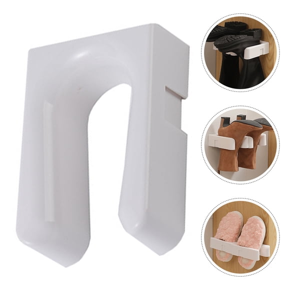 HIAKDOFT 2Pcs White Plastic Boot Organizer Wall Mounted for Tall Boots and Shoes Entryway