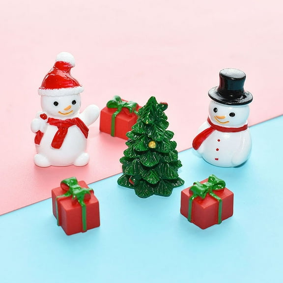 HIAKDOFT 30Pcs Red Resin Miniature Snowman for Indoor and Outdoor Decor