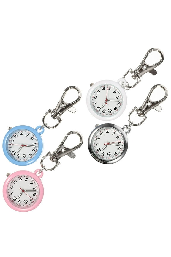 4Pcs Keyring Watches Metal Pendant Pocket Watch for Elderly and Children