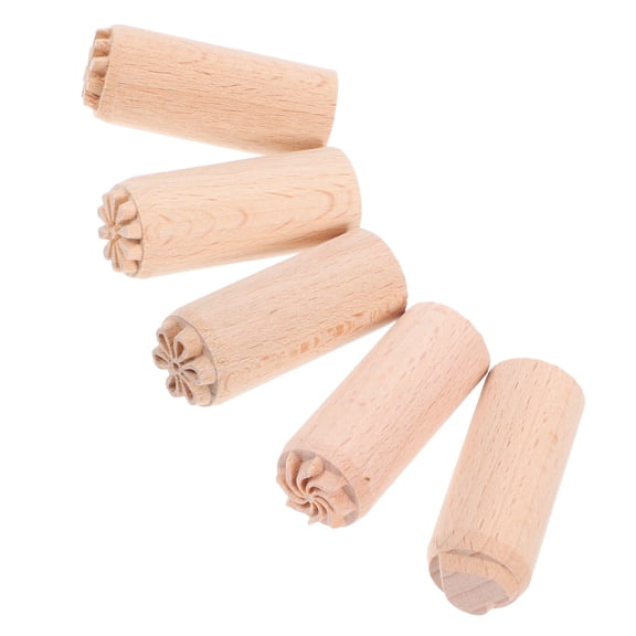 HIAKDOFT 5Pcs Small Wood Pottery Stamps for Craft Enthusiasts Diy Modeling Clay and Painting Beige