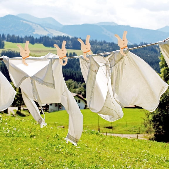 HIAKDOFT 5Pcs Wooden Clamp Simple and Practical for Hanging Clothes Securing Items Outdoor Use