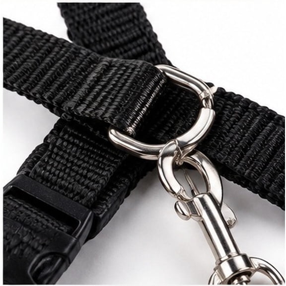 HIAKDOFT Adjustable Cat Harness and Leash for Kitten, Black Nylon Strap