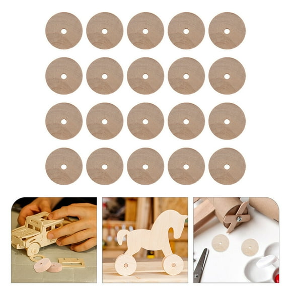 HIAKDOFT Beige Wood Wheels 20Pcs for Diy Craft and Creative Home Decor