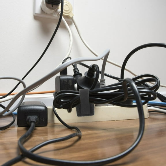 HIAKDOFT Black Nylon Cable Management Straps for Cords EasyReusable Fastener Ties 10pcs Under Desk Kitchen Use