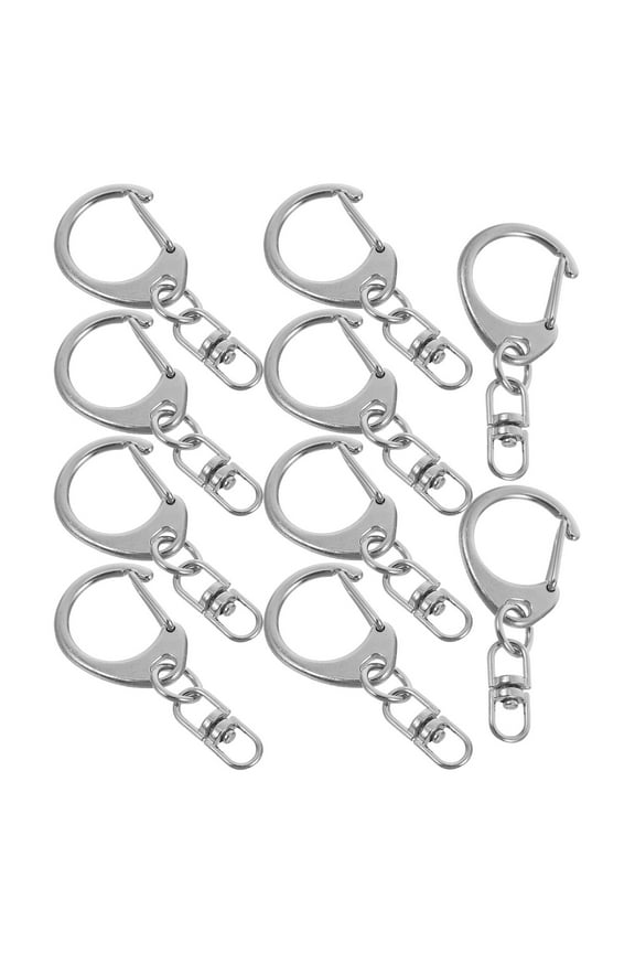 D-shaped Keychain Clasp 10Pcs in Zinc Alloy for Diy Crafts and Keychains Silver