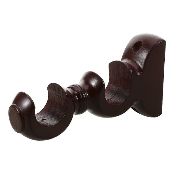 HIAKDOFT Dark Red Wood Curtain Rod Bracket Double Slot for Shower Curtains 1Set
