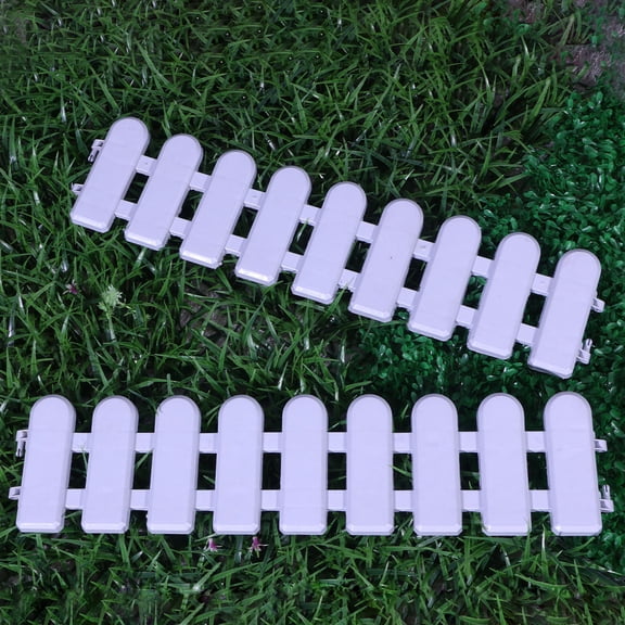 HIAKDOFT Garden Decor 2Pcs Mini Picket Shape White Plastic Fence Panels