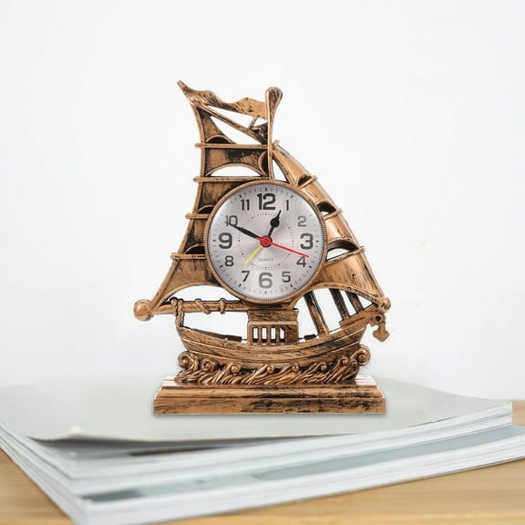 HIAKDOFT Sailboat Sculpture Alarm Clock Break-Resistant Desk Clock for Teenager 1Pcs