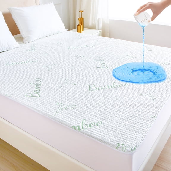 HIBAG King Size Cooling Bamboo Waterproof Mattress Protector, 6 to18 inches Mattress, Breathable Cover