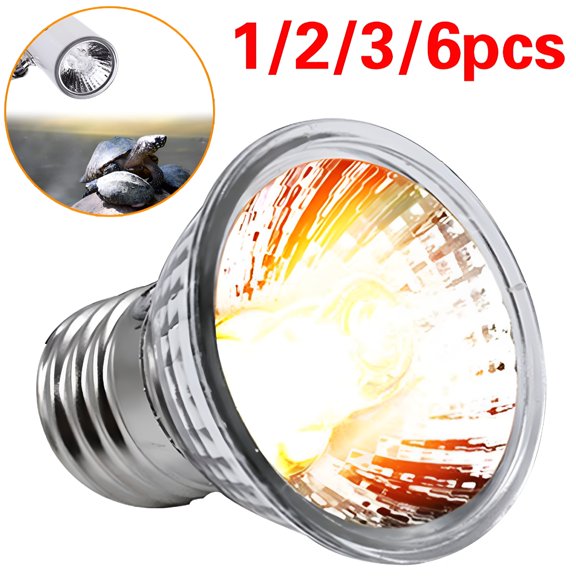 HIBIBUD 1/2/3/6Pcs UVA+UVB 25W/50W/75W Bulbs, Heat and Light for Turtle Lizard Reptile and Amphibian Tanks, Terrariums and Cages, Works with various lamp accessories