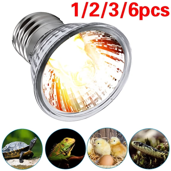 HIBIBUD 1/2/3/6pcs 25W/50W/75W Reptile Heat Light Bulbs, Tortoise Light Bulbs, Full Spectrum Sunlight Bulb, E27 Tortoise Heat Bulb for Lizard Reptiles Amphibian Lizard Tanks Aquarium