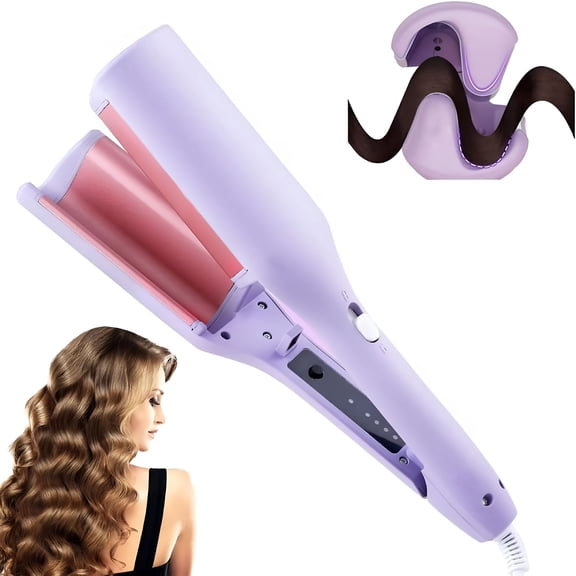 HIBIBUD 1.25 Inch French Wave Curling Iron, Hair Waver for Long and Short Hair, Anti-Scald Styler with 4 Temp Settings, Fast Heating & Auto Shut Off