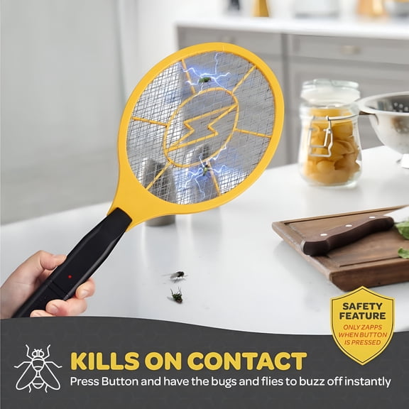 HIBIBUD 1 Pack Electric Fly Swatter,Handheld Bug Zapper Racket for Outdoor&Indoors,Fly Zapper Racket Battery Powered Tennis Mosquito Rackets (2 Aa Batteries Not Included)