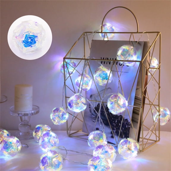 HIBIBUD 10 Led Holographic Iridescent String Lights, 70" Enchanting Disco Ball String Lights, Fairy Lights Iridescent Party Decorations for Home, Classroom, Birthday, Christmas