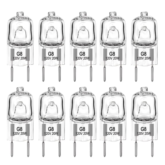 HIBIBUD 10 Pack 20W 120V Halogen Light Bulbs T4 JCD Bi-Pin Base