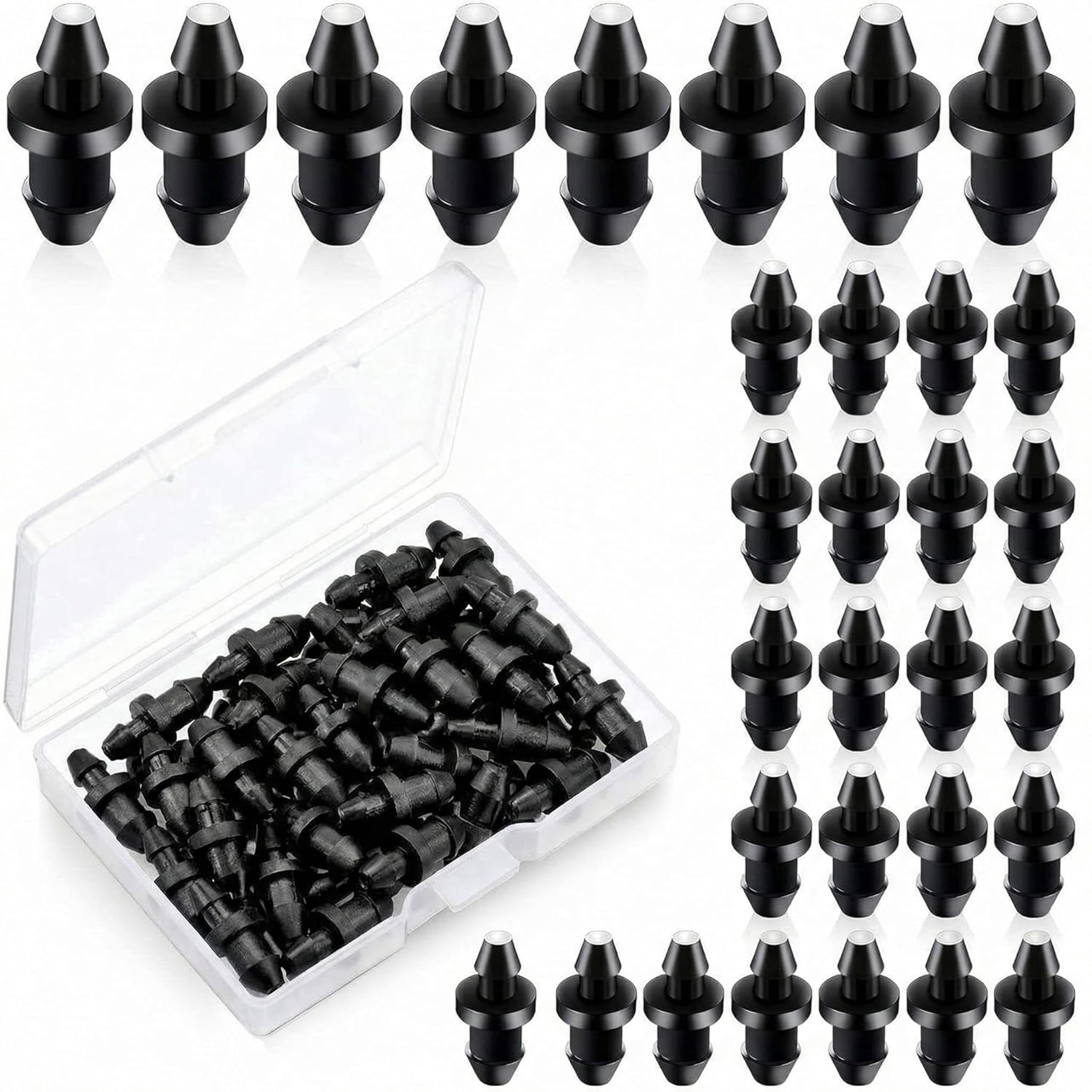 HIBIBUD 100 Pieces Goof Plugs 1/4 Inch with Barbed End Caps, Hose Tubing Hole Fittings, Drip Irrigation Emitters, Garden