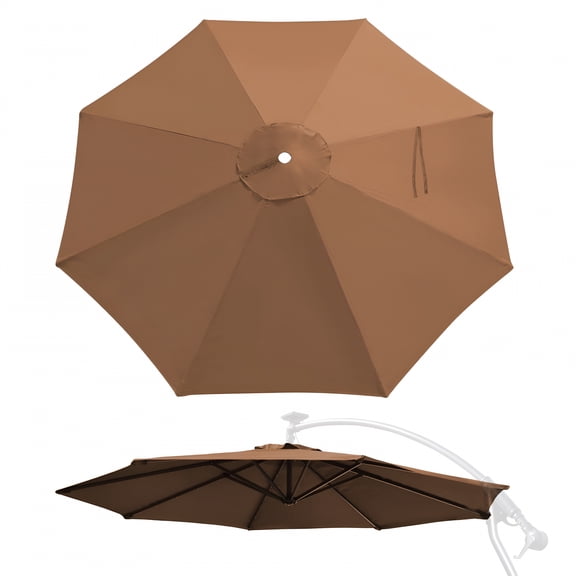HIBIBUD 10ft 8 Rib Brown Patio Umbrella Canopy,UV Resistant