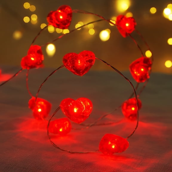 HIBIBUD 10ft Heart String Lights, 30 LED Battery Operated Fairy