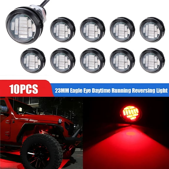 HIBIBUD 10pcs Red DC12V 15W LED Daytime Running DRL Backup Light Car Rock Lamp